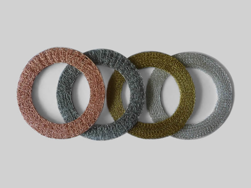 compressed knitted mesh filter rings in copper, stainless steel, brass and aluminum
