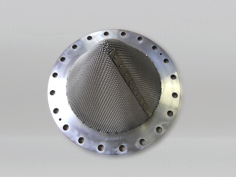a piece of mesh cone strainer with bolt holes on the flange for easy installation