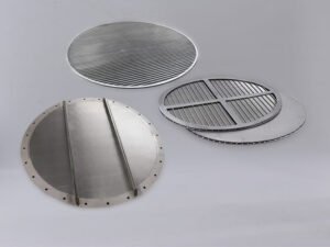 Circular wedge wire lauter tun screen panels showing the screen face and support bars
