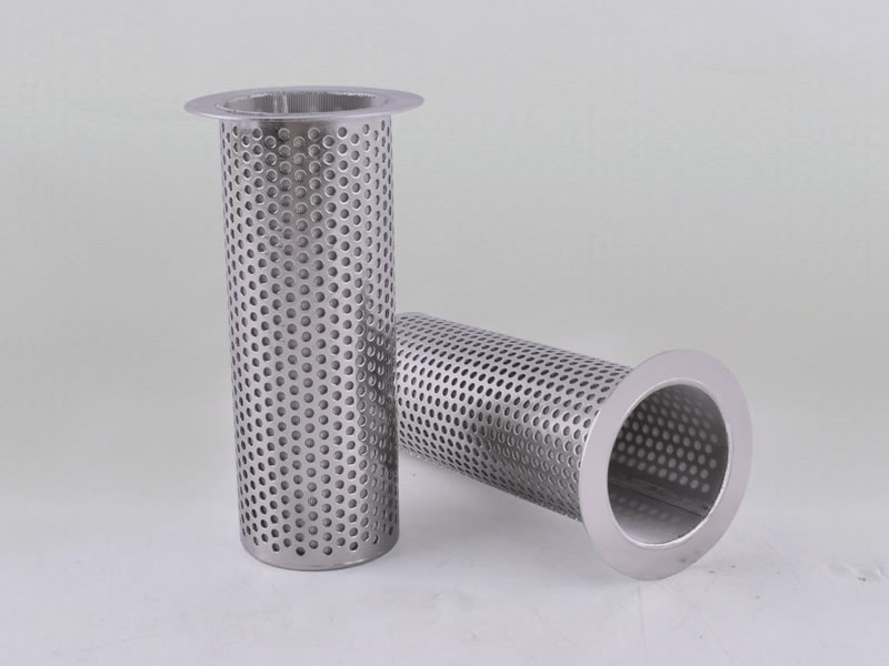 two pieces of perforated basket strainers made of perforated layers only, without handle