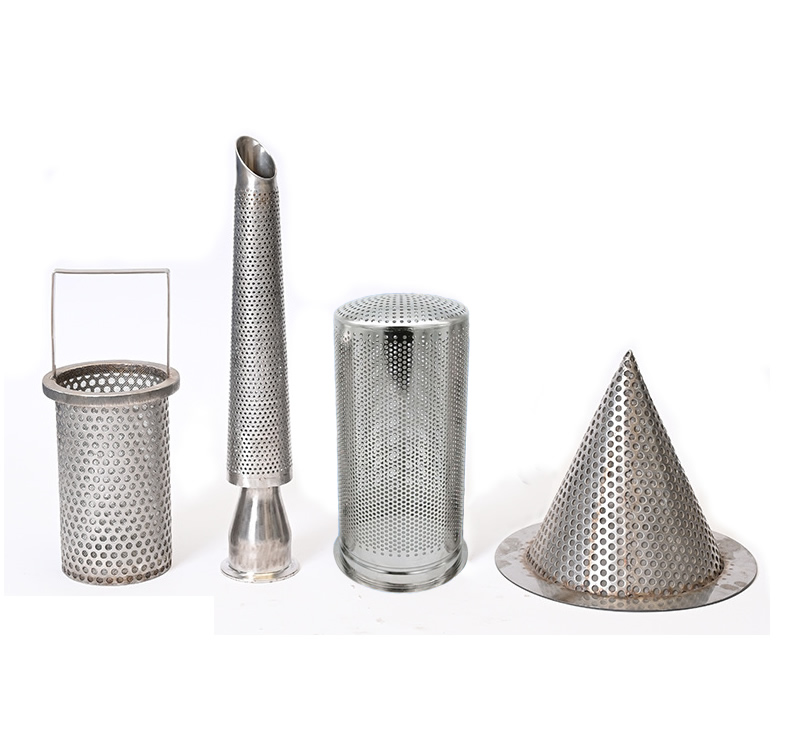 stainless steeperforated filters in four different types