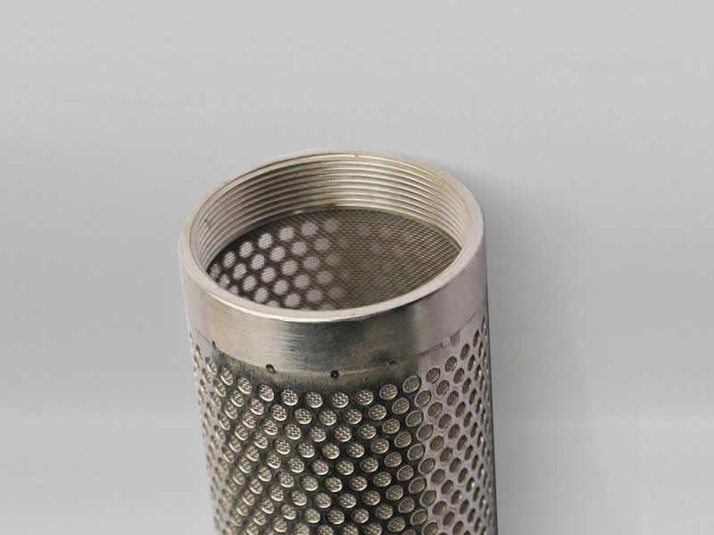 two perforated tubes with female threaded ends