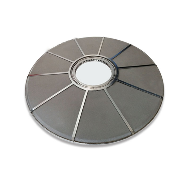 one polymer disc filter with reinforced belt and hole in centre for liquid flow