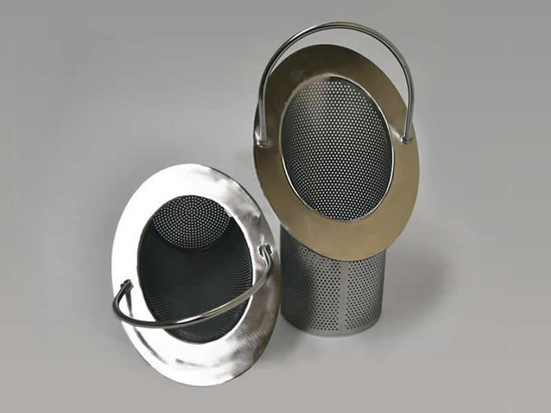 two pieces of perforated basket strainer with round handles