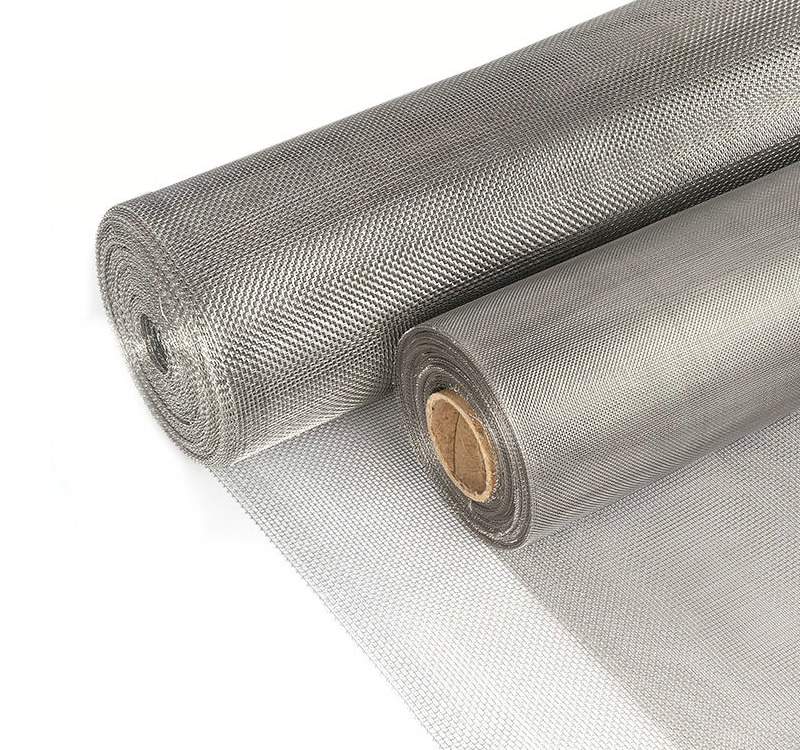 two rolls of stainless steel woven mesh