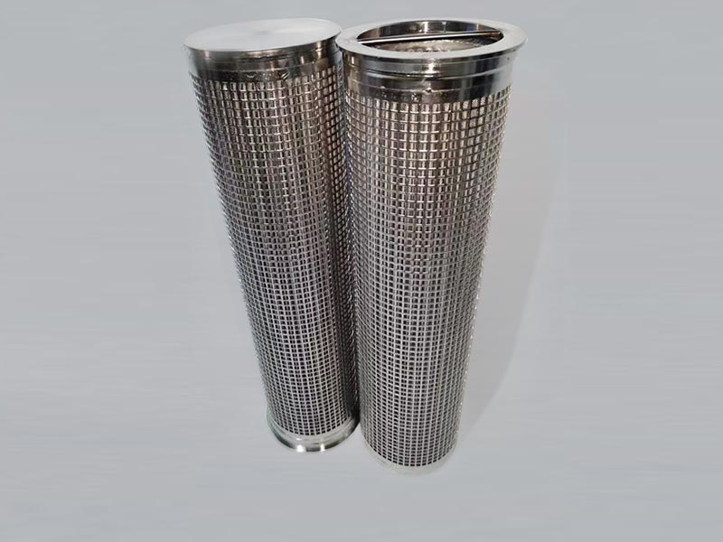 two stainless steel pleated filter with folded mesh inside and perforated plate outside