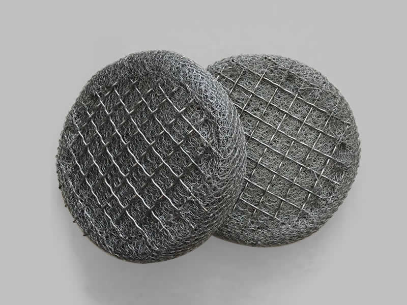 two round integrated SS304 demister pads with support mesh top & bottom support mesh