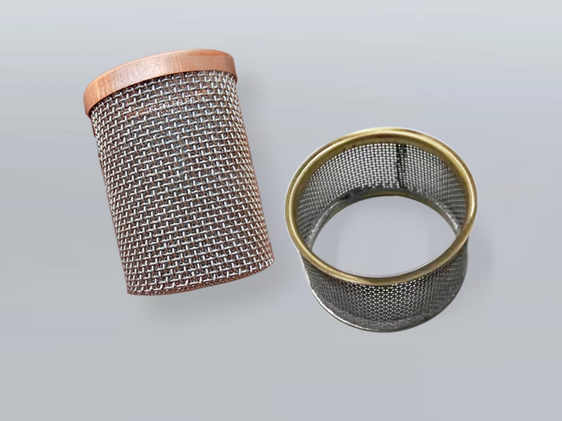 two stainless steel wire mesh filter with brass and copper frame