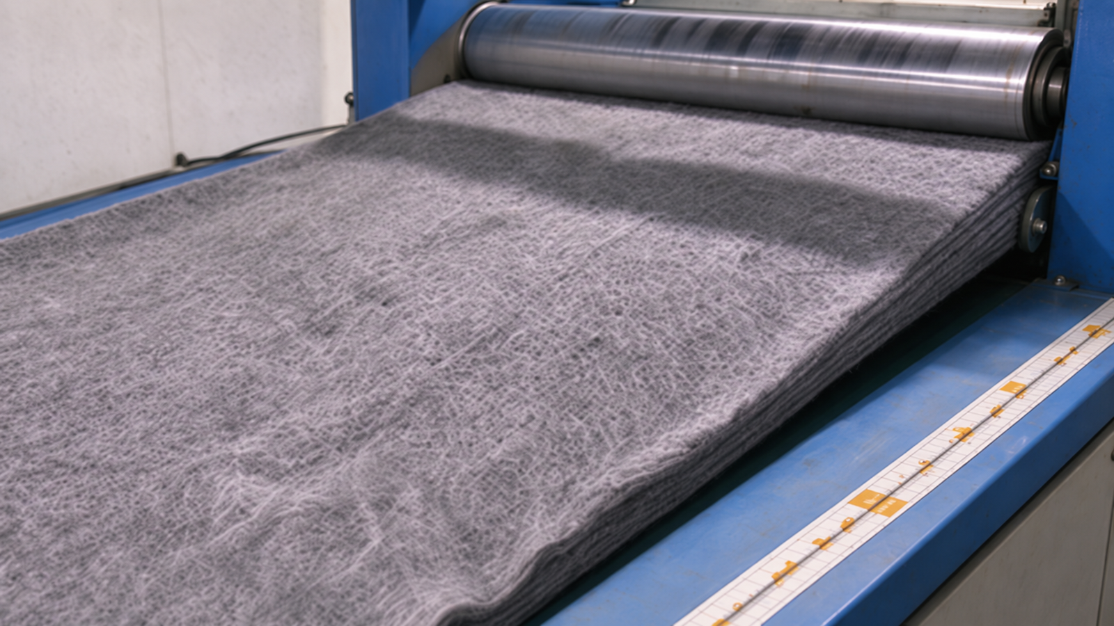 Metal fibers laid into a felt layer during sintered metal fiber felt manufacturing