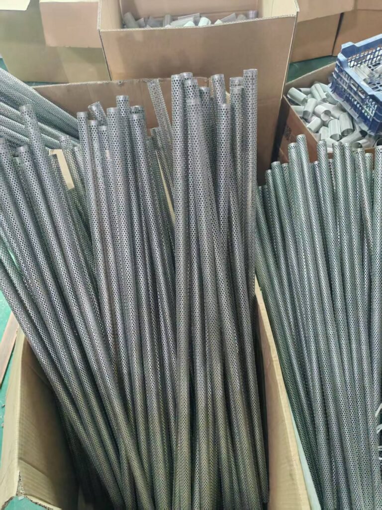 Perforated metal tubes in different diameters and lengths