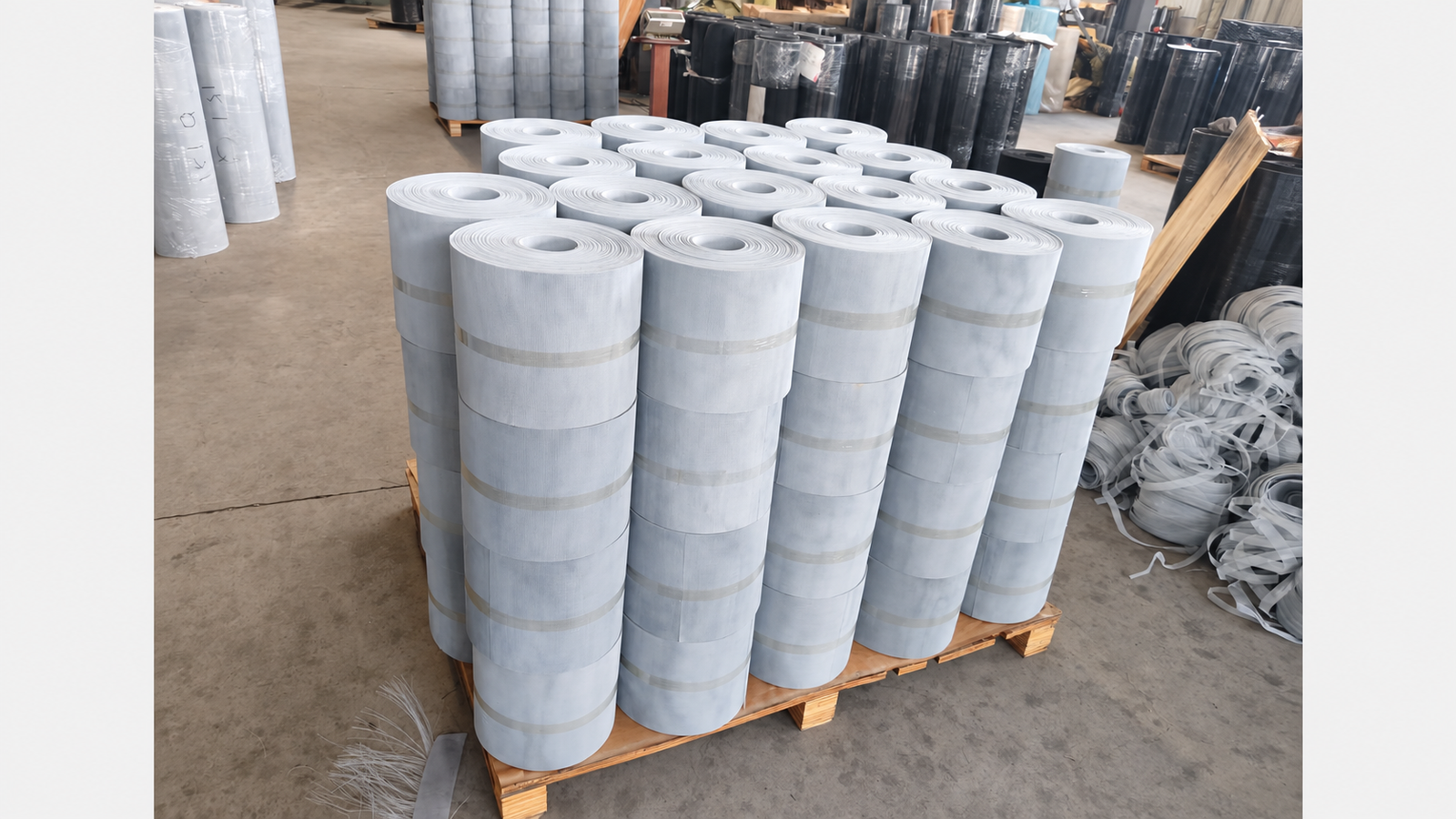 Finished narrow mesh rolls after slitting