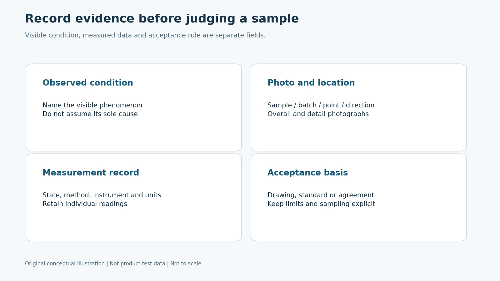 Evidence record for wire mesh inspection