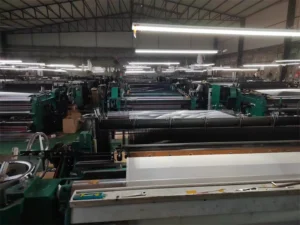Real wire cloth weaving workshop with multiple production looms